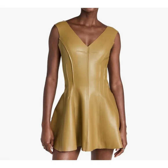 Norma Kamali Gracie Faux leather Mini Dress Size S $225 MSRP - Picture 1 of 12